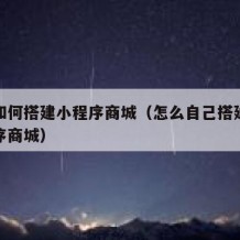 自己如何搭建小程序商城（怎么自己搭建微信小程序商城）