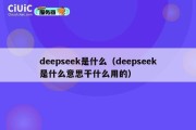 deepseek是什么（deepseek是什么意思干什么用的）