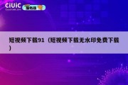 短视频下载91（短视频下载无水印免费下载）