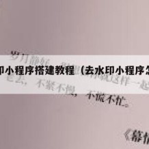 去水印小程序搭建教程（去水印小程序怎么制作）