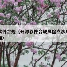 开源软件合规（开源软件合规风险点涉及哪几个方面）