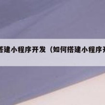 如何搭建小程序开发（如何搭建小程序开发平台）