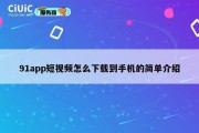 91app短视频怎么下载到手机的简单介绍