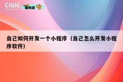 自己如何开发一个小程序（自己怎么开发小程序软件）