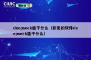 deepseek能干什么（新出的软件deepseek能干什么）
