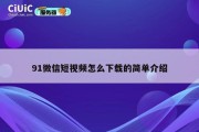 91微信短视频怎么下载的简单介绍