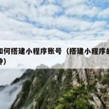 自己如何搭建小程序账号（搭建小程序的方式有几种）