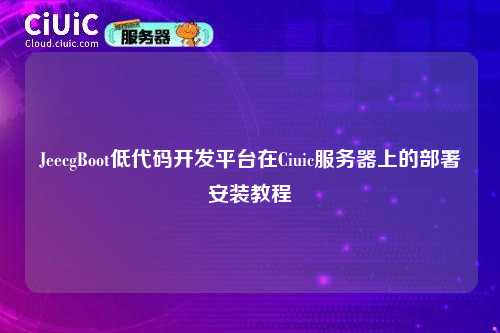 JeecgBoot低代码开发平台在Ciuic服务器上的部署安装教程