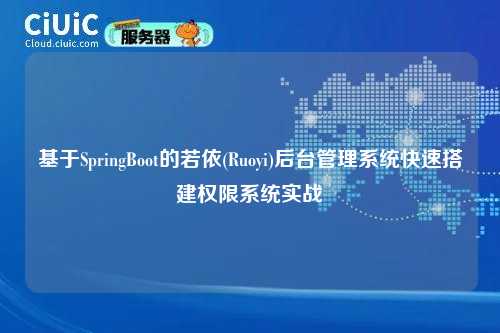 基于SpringBoot的若依(Ruoyi)后台管理系统快速搭建权限系统实战