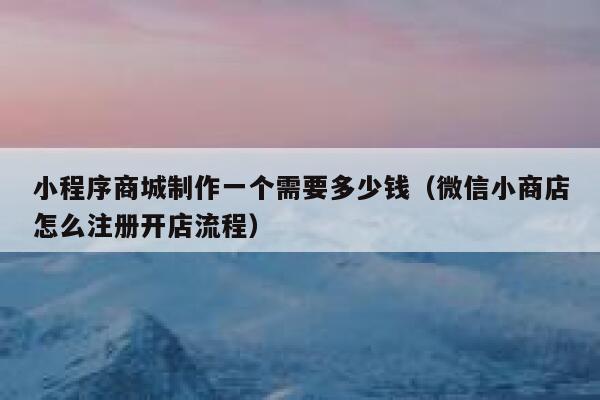 小程序商城制作一个需要多少钱(微信小商店怎么注册开店流程) 第1张 小程序商城制作一个需要多少钱(微信小商店怎么注册开店流程) 第1张