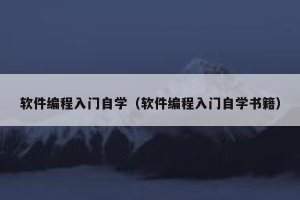 软件编程入门自学(软件编程入门自学书籍) 第1张 软件编程入门自学(软件编程入门自学书籍) 第1张