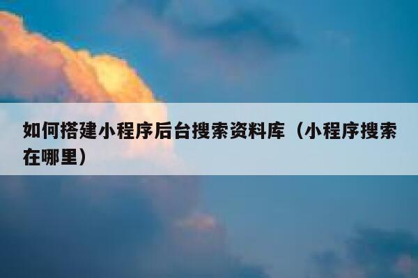 如何搭建小程序后台搜索资料库(小程序搜索在哪里) 第1张 如何搭建小程序后台搜索资料库(小程序搜索在哪里) 第1张