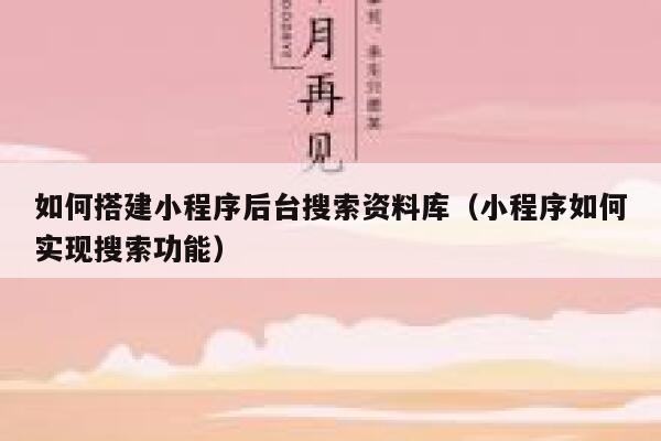 如何搭建小程序后台搜索资料库(小程序如何实现搜索功能) 第1张 如何搭建小程序后台搜索资料库(小程序如何实现搜索功能) 第1张