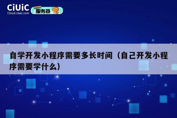 自学开发小程序需要多长时间(自己开发小程序需要学什么) 第1张 自学开发小程序需要多长时间(自己开发小程序需要学什么) 第1张