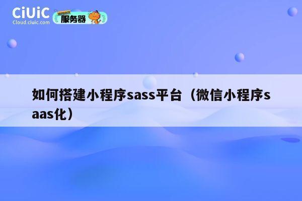 如何搭建小程序sass平台(微信小程序saas化) 第1张 如何搭建小程序sass平台(微信小程序saas化) 第1张