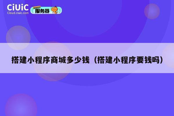 搭建小程序商城多少钱(搭建小程序要钱吗) 第1张 搭建小程序商城多少钱(搭建小程序要钱吗) 第1张