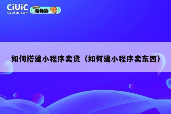 如何搭建小程序卖货(如何建小程序卖东西) 第1张 如何搭建小程序卖货(如何建小程序卖东西) 第1张