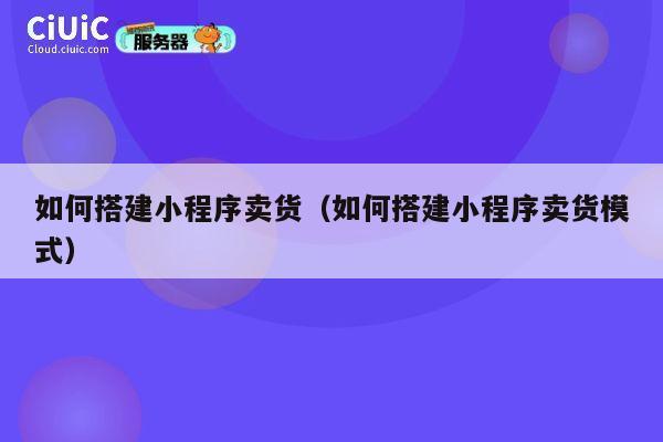 如何搭建小程序卖货(如何搭建小程序卖货模式) 第1张 如何搭建小程序卖货(如何搭建小程序卖货模式) 第1张