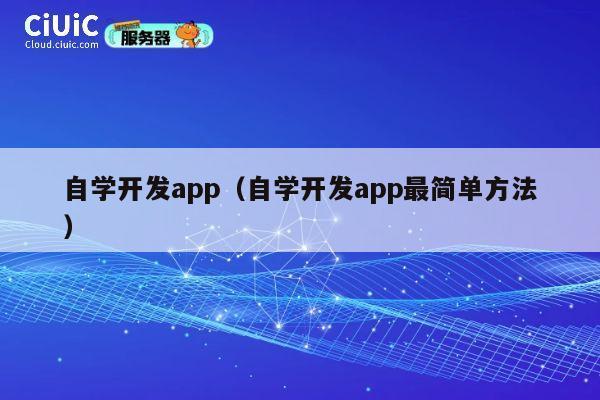 自学开发app(自学开发app最简单方法) 第1张 自学开发app(自学开发app最简单方法) 第1张