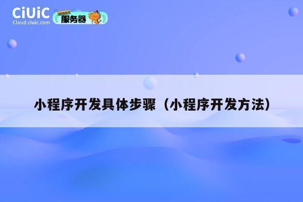 小程序开发具体步骤(小程序开发方法) 第1张 小程序开发具体步骤(小程序开发方法) 第1张