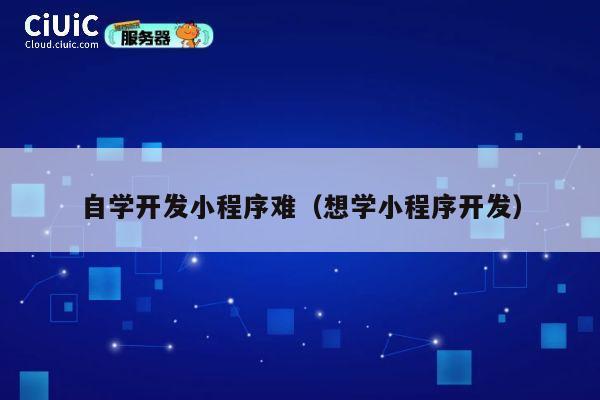 自学开发小程序难(想学小程序开发) 第1张 自学开发小程序难(想学小程序开发) 第1张