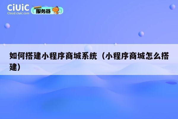 如何搭建小程序商城系统(小程序商城怎么搭建) 第1张 如何搭建小程序商城系统(小程序商城怎么搭建) 第1张