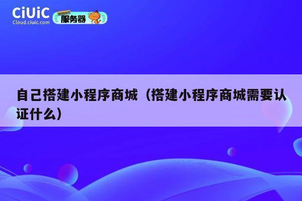 自己搭建小程序商城(搭建小程序商城需要认证什么) 第1张 自己搭建小程序商城(搭建小程序商城需要认证什么) 第1张