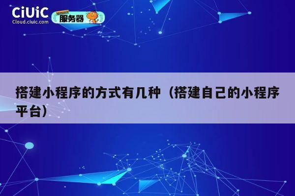 搭建小程序的方式有几种(搭建自己的小程序平台) 第1张 搭建小程序的方式有几种(搭建自己的小程序平台) 第1张