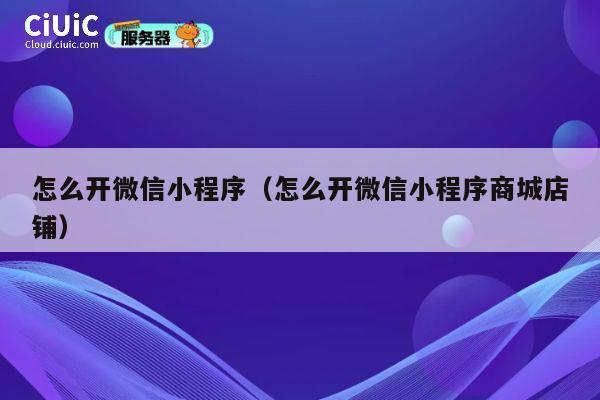怎么开微信小程序(怎么开微信小程序商城店铺) 第1张 怎么开微信小程序(怎么开微信小程序商城店铺) 第1张